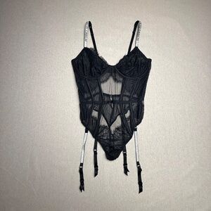 Victoria's Secret Very Sexy Shine Strap Lace Teddy Garters XL